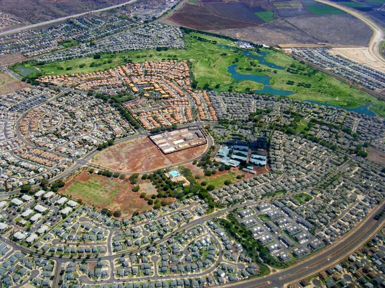 Historical 2010 aerial view of homes in Kapolei on Oahu