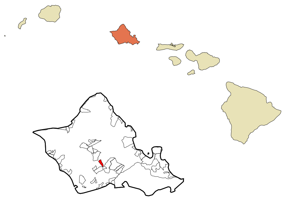 Historical 2007 locator map highlighting Waipio on Oahu in red