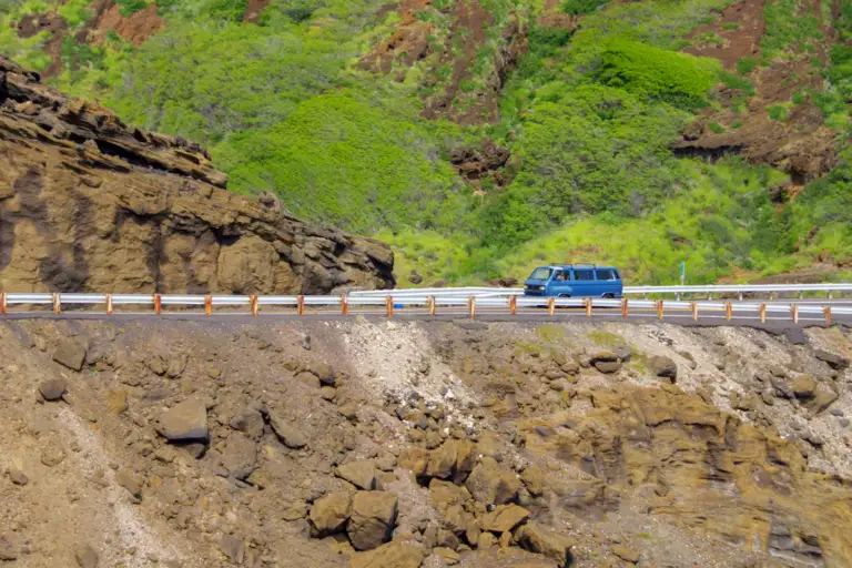 Coastal road on Oahu beside the ocean